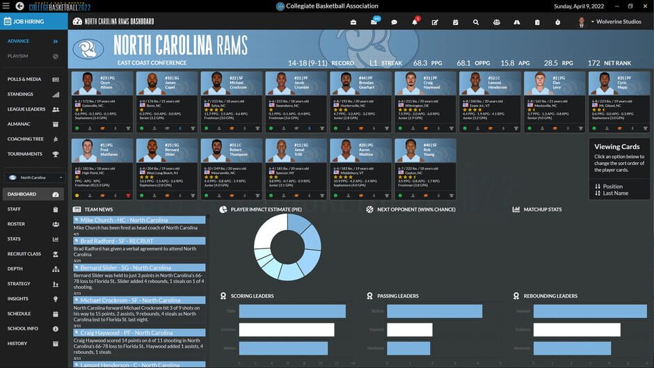 Draft Day Sports: College Basketball 2022 Screenshot